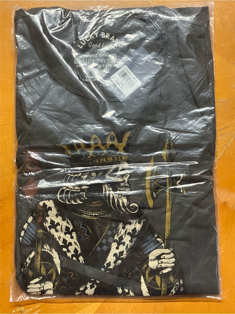 NWT Lucky Brand King of Diamonds Black Mountain Tee L
